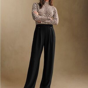 Sezane Black Wide-Leg Trousers